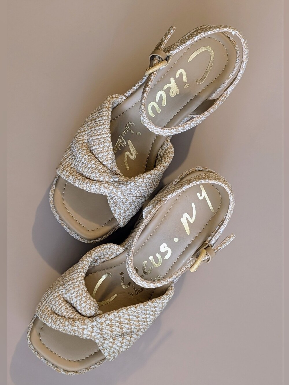 NIB Circus NY Joanne Natural Woven Platform Wedge Sandals Size 7 - Picture 11 of 15